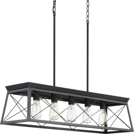 Progress Lighting P400048 Briarwood 5 Light 38"W Linear - Textured Black