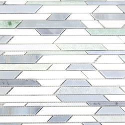 White and Mint ZigZag Stone Tile Mosaics - Home Accessories & Decor