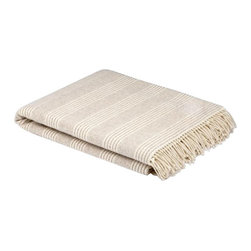 belle and june - Natural and Grey Stripe Lambswool Throw Blanket - Throws