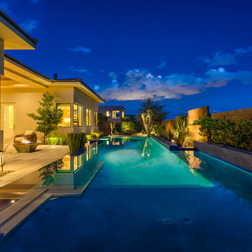 Raised Rim Flow Pool with Custom Fire/Water Feature