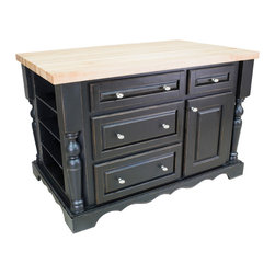 Distressed-Black Pre-Made Kitchen Island - Kitchen Islands And Kitchen Carts