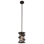 CWI Lighting - Darya 1 Light Down Mini Pendant With Brown Finish - A beautiful combination of mesh paneling and edgy ironwork. The Darya 1 Light Pendant is one you can rely on when it comes to adding a warm glow and a dramatic ambiance to a modern farmhouse or rustic industrial interior. Suspend a series of this 7 inch cylindrical pendant over your granite island counter and let it diffuse not just warm illumination but also industrial warmth to your kitchen workspace. Feel confident with your purchase and rest assured. This fixture comes with a one year warranty against manufacturers defects to give you peace of mind that your product will be in perfect condition.