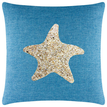 Sparkles Home Shell Starfish Pillow - 20x20" - Aqua