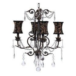 4-Light-Chandelier-in-Mocha-with-Leopard-Hourglass-Shade-Valentino - Chandeliers