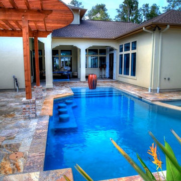 Rectangular Pool 3 - disappearing fountain and pergola