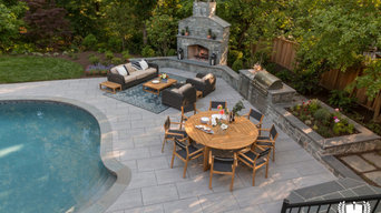 Outdoor Fireplace, Kitchen and Pool