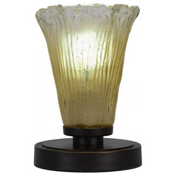 Luna 1-Light Table Lamp, Dark Granite/Fluted Amber Crystal