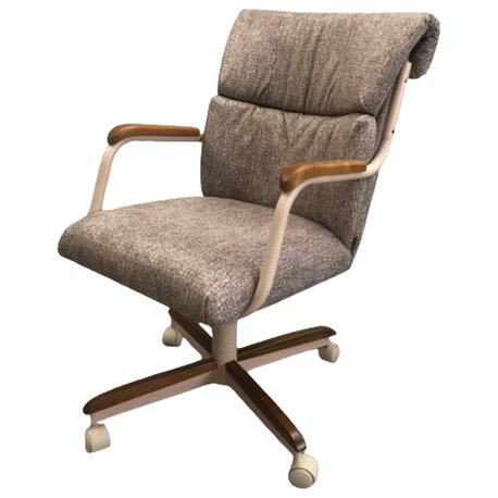 Swivel Dining Caster Chair, Brown, Light Gray