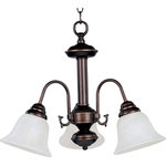 Maxim Lighting International - Malaga 3-Light Chandelier, Oil Rubbed Bronze, Marble - Shed some light on your next family gathering with the Malaga Chandelier. This 3-light chandelier is beautifully finished in satin nickel with marble glass shades. Hang the Malaga Chandelier over your dining table for a classic look, or in your entryway to welcome guests to your home.