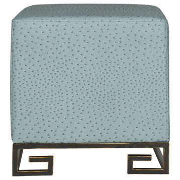 Theo Faux Ostrich Ottoman Slate/Gold