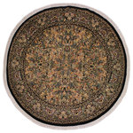 Bareens Designer Rugs - Pak Persian Anh Black/Gray Wool Round - 8'10'' x 9'0'' - Designed with mesmerizing intricacy and gorgeous color palette, this hand-knotted masterpiece demonstrates the beauty and electrifying thrill of Pak Persian art. These meticulously hand-knotted Pak-Persian rug is made with pure wool and features breathtaking traditional, transitional, and tribal designs in bold luxurious color pallets. Known for their intricate designs these rugs are a reproduction of Persian rugs, made in Pakistan with unique Mughal designs. Made by master weavers using the same Persian texture, design and dying technique, we wanted to produce the most significant manifestation of Persian art, life, and culture. This rug is most famous for its exceptional quality, incredible designs, patterns, and vibrant rich color. Pak-Persian rugs made with Persian weave with high knot counts, which enables the high intricacy and detail found in the patterns are also referred to as "State of art", each color adds a rich beautiful detail in the artwork of this rug. The design, color, and beautiful chromatic composition with a vibrant sheen with intricate designs, exude beauty, elegance, and quality make this rug a masterpiece of its own.