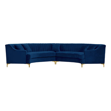 Jackson Velvet 2-Piece Sectional, Navy