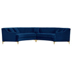 Meridian Furniture - Jackson Velvet Upholstered 2pc. Sectional, Navy - Give your living room a modern upgrade with this contemporary navy velvet Jackson two-piece sectional sofa. Its channel tufting design adds texture to its plush navy velvet upholstery, creating a resting piece that is pleasing to the senses. Its lengthy, curved design provides ample space for you to stretch out, or cuddle up with your family. Complete sets of gold and chrome legs are included so you can customize this sectional to suit your existing decor.