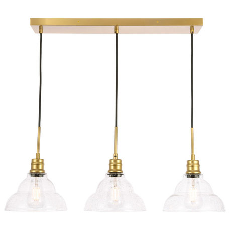 Clive 3 Light Pendant, Brass