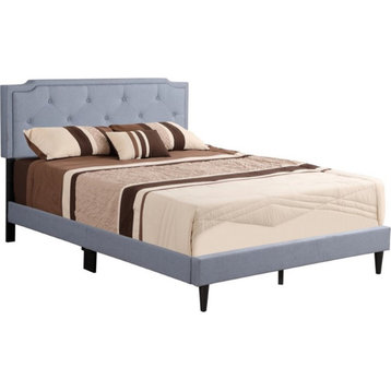 Glory Furniture Deb Fabric Upholstered Full Bed in Blue