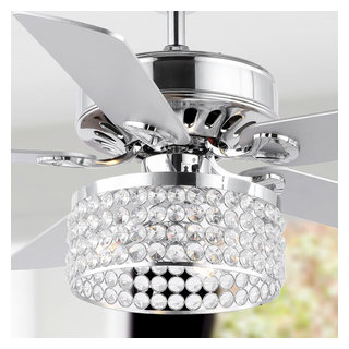 Kristie 52" 3-Light Crystal Glam LED Ceiling Fan With Remote, Chrome -  Contemporary - Ceiling Fans - by JONATHAN Y | Houzz