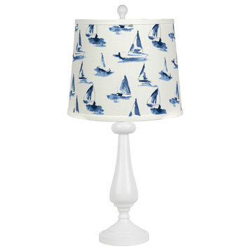 Lexington White Table Lamp With Shade, Seaview