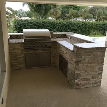 Stacked Stone L-Shaped Kitchen