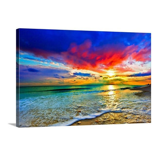 GreatBigCanvas Colorful Ocean Sunset Red Blue V 24-in H x 18-in W Abstract Print on Canvas | 2528580-24-18X24