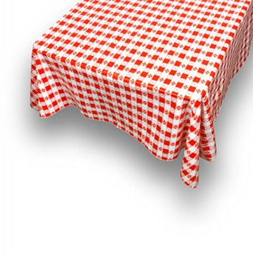 "Picnic Check" Red 52"x52" vinyl flannel backed tablecloth