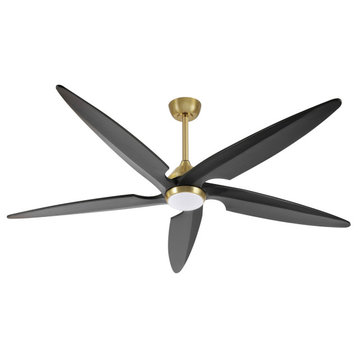 GetLedel 64" 5-Blade LED Ceiling Fan with Remote Control and Light Kit, Gold/Black