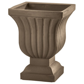 Leyla Double Walled Large Urn Planter - 22" W x 28" H, Mocha