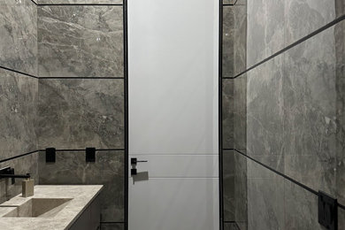Powder room - modern powder room idea in Miami
