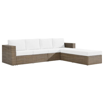 Convene Outdoor Patio Outdoor Patio Sectional Sofa And Ottoman Set