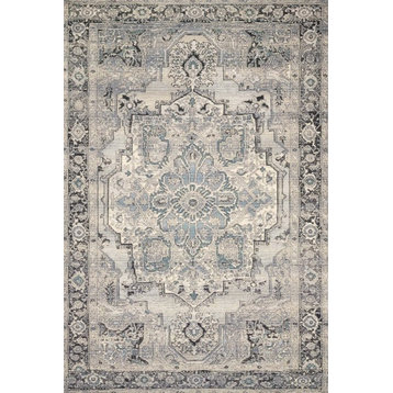Mika In/out Area Rug by Loloi, Grey / Blue, 5'3"x7'8"