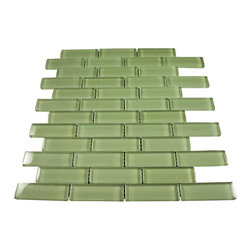 1x3 Green Glossy Subway Glass Mosaic Tiles - Home Accessories & Decor
