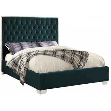Lexi Velvet Bed, Green, Queen
