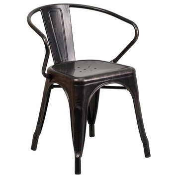 Flash Furniture Black-Antique Gold Metal Indoor-Outdoor Chair With Arms