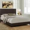 Bed, Queen Size, Platform, Bedroom, Frame, Upholstered, Pu Leather Look, Brown