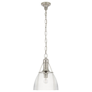 Prestwick 14" Pendant in Polished Nickel with Clear Glass