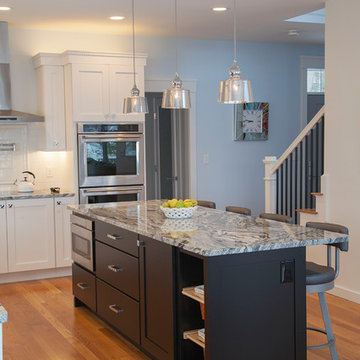 Contemporary/Transitional New Construction Kitchen w/Black lacquer Island