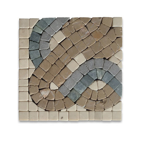 Marble Mosaic Border Decorative Tile Triple Rope Verde 4x4 Tumbled, 1 piece