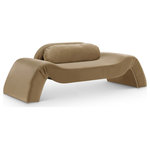 Meridian Furniture - Austin Upholstered Loveseat, Saddle, Velvet, Loveseat - Dare to be different with the Austin saddle velvet loveseat. Its avant-garde design and luxurious velvet upholstery offer a truly unexpected seating experience. The loveseat is a modern marvel that redefines comfort and style with its innovative design to create a truly unforgettable piece.