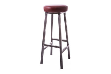Leather seat industrial bar stool