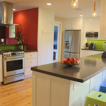 Engineered Caesar Stone Counter Tops Cabinets Painted With No VOC "Snow White" P