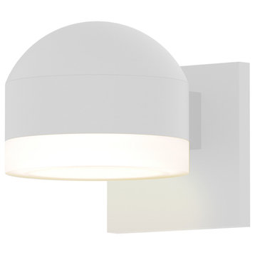 Reals Downlight LED Sconce with Cylinder Lens and Dome Cap, Textured White