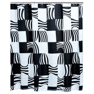 Black and White Contemporary Contemporary  Shower Curtain, Swing