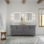 MOD - The Ezra Bathroom Vanity, Cashmere Gray, 72", Double Sink, Freestanding - The sleek and sophisticated allure of the Ezra bathroom vanity is the epitome of contemporary design. Crafted from solid wood and a natural stone countertop, the vanity combines nature's beauty with polished controlled construction. Complete with plenty of storage space, the Ezra bathroom vanity shows that it offers more than just its looks. Its timeless and versatile style means it will fit in perfectly with your next bathroom renovation.