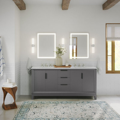 The Ezra Bathroom Vanity, Cashmere Gray, 72", Double Sink, Freestanding