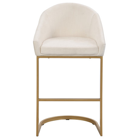 Torano 26" Upholstered Counter Stool, Cream/Gold