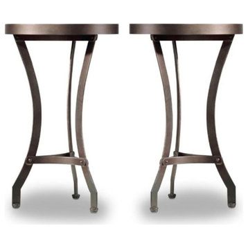 Home Square Armand Martini Table in Light Wood Finish - Set of 2