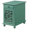 Classic End Table, Hidden Charging Station & Back Magazine Rack, Antique Teal