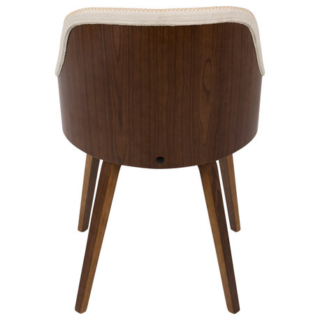 Lumisource Bacci Mid-Century Modern Dining/Accent Chair, Walnut Wood and Cream