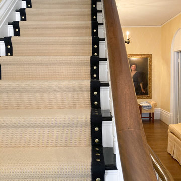 Custom Stair Runner with Nail Heads and Black Wide Binding