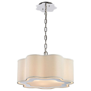 Polished Nickel-Polished Stainless Steel Finish Chandelier - 3-Light Luxe-Glam