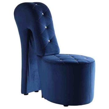 Best Master Furniture Tristram 19" Velvet High Heel Shoe Chair in Navy Blue